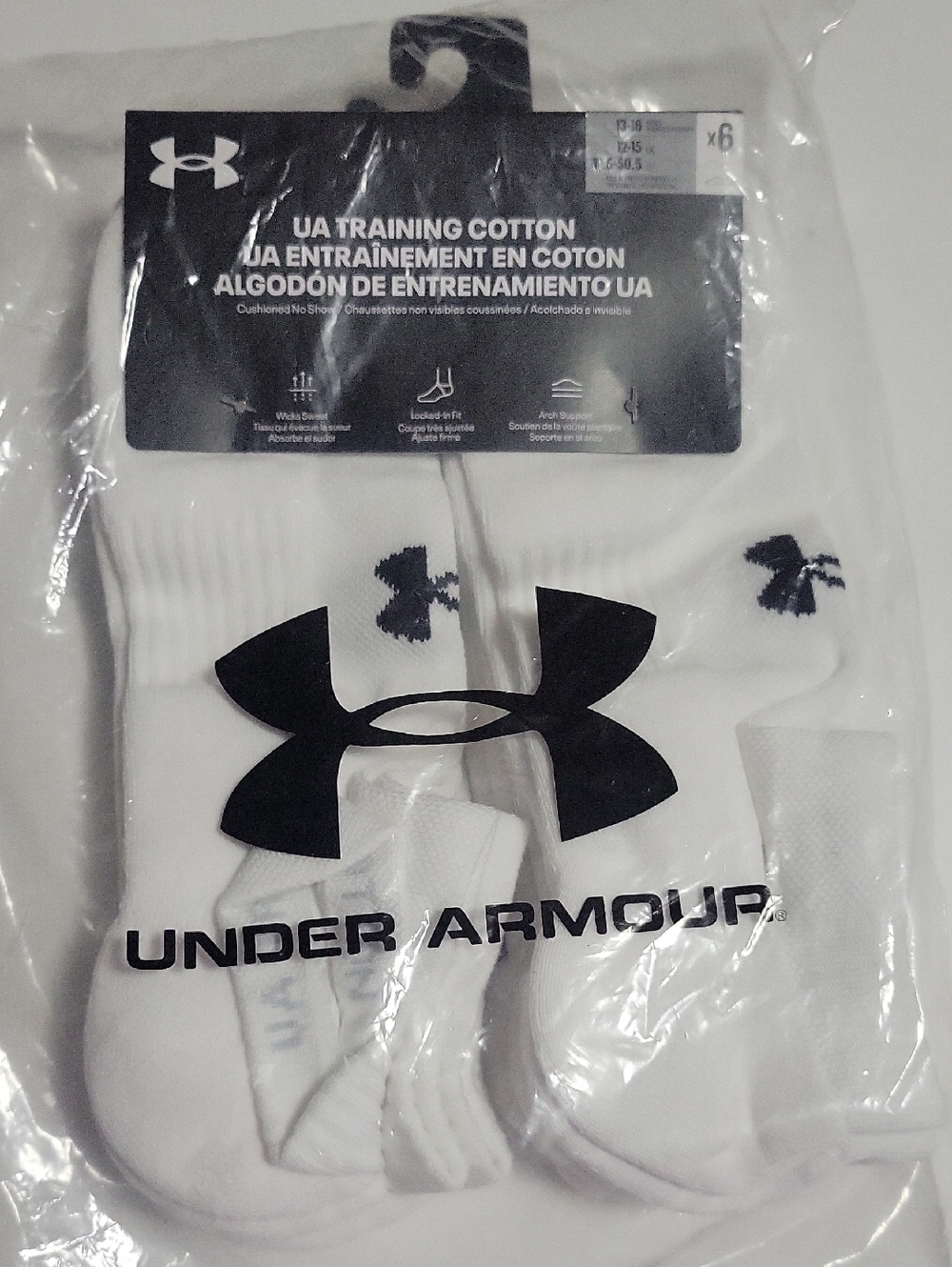 Under Armour White Men's Cotton Training Crew Socks - 6 Pack